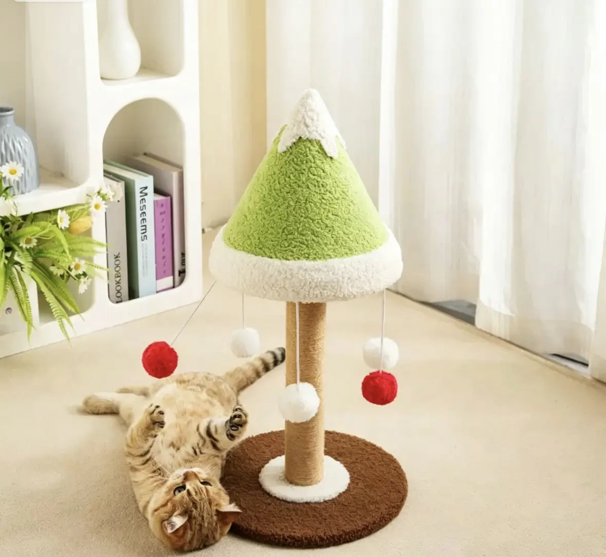 Interactive Cedar Cat Tree, Vertical Scratching Post, Durable Pet Chew Toys